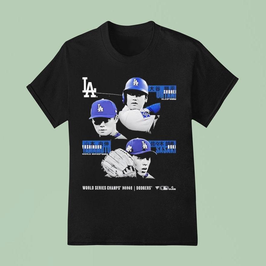 Shohei Ohtani Yoshinobu Yamamoto Roki Sasaki La Dodgers World Series Champions Historic T Shirt