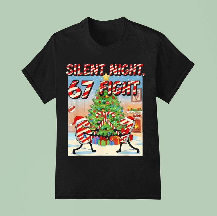 Silent Night Fight Christmas Cartoon T Shirt