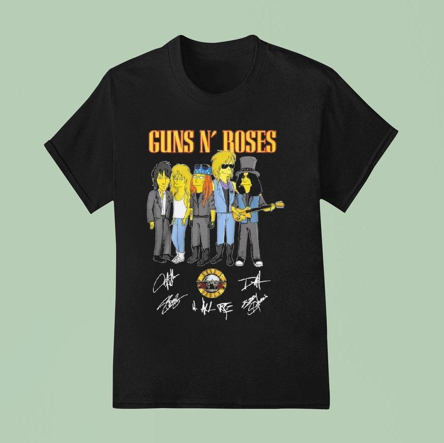 Simpsons Rock Band Guns N Roses Signature T Shirt