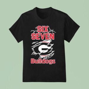 Six Seven Georgia Bulldogs Logo Lightning T Shirt