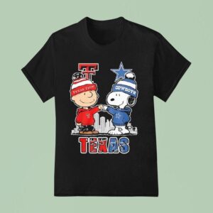 Snoopy And Charlie Brown Bump Texas Tech Red Raiders And Dallas Cowboys T Shirt