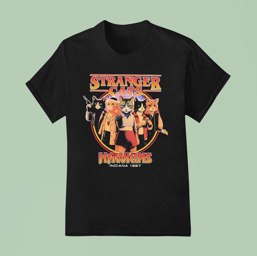 Stranger Cats Hawkins Indiana T Shirt
