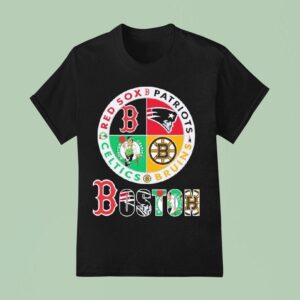The Boston Sports Red Sox X New England Patriots X Celtics X Bruins Logo T Shirt
