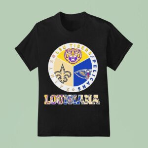 The Louisiana Sports Lsu Tigers X New Orleans Saints X Pelicans Logo T Shirt