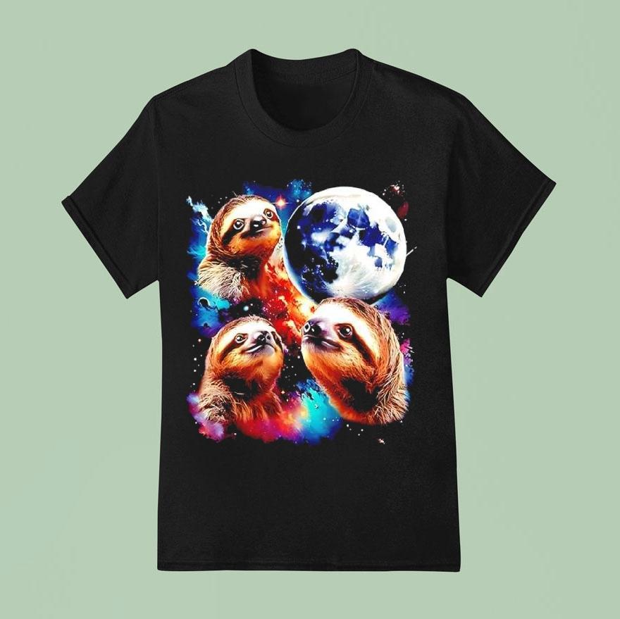 Triple Moon Sloths Graphic T Shirt