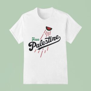 Watermelon Free Palestine Style Los Angeles Dodgers Logo T Shirt