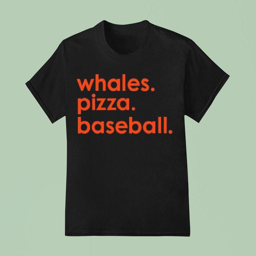 Whales Pizza Baseball T Shirt