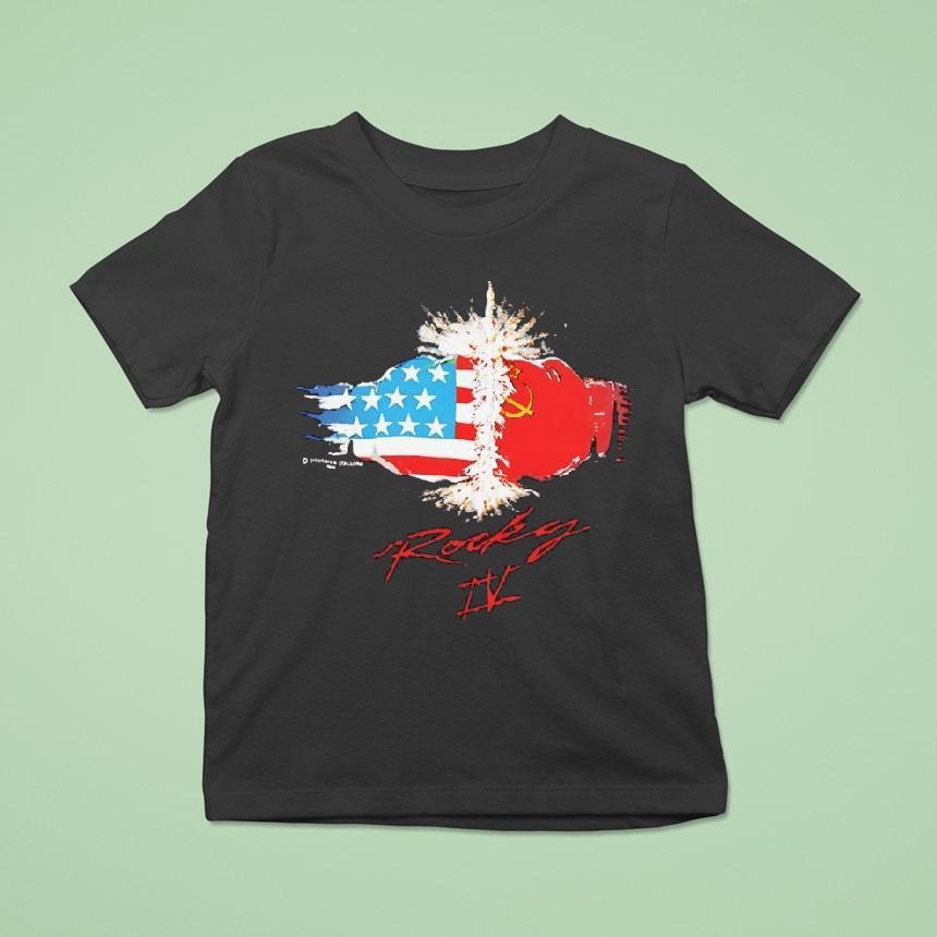 American Vs China Rocky Iv Movie Main Promo T Shirt American Vs China Rocky Iv Movie Main Promo T Shirt