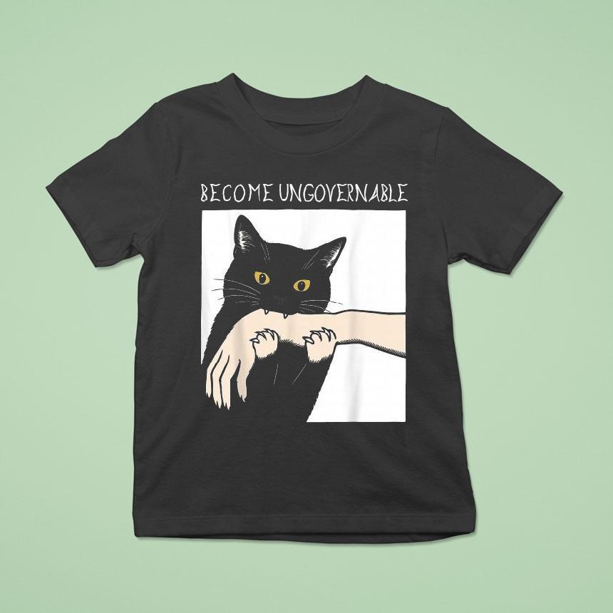 Become Ungovernable Black Cat Biting Hand T Shirt Become Ungovernable Black Cat Biting Hand T Shirt