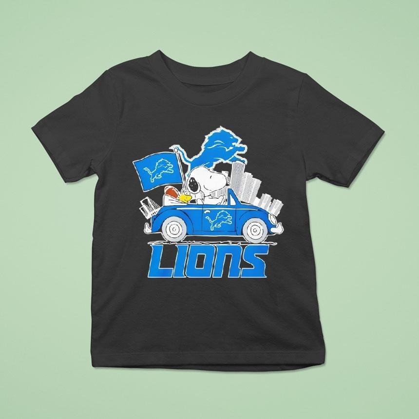 Detroit Lions X Snoopy And Woodstock Drive Car T Shirt Detroit Lions X Snoopy And Woodstock Drive Car T Shirt