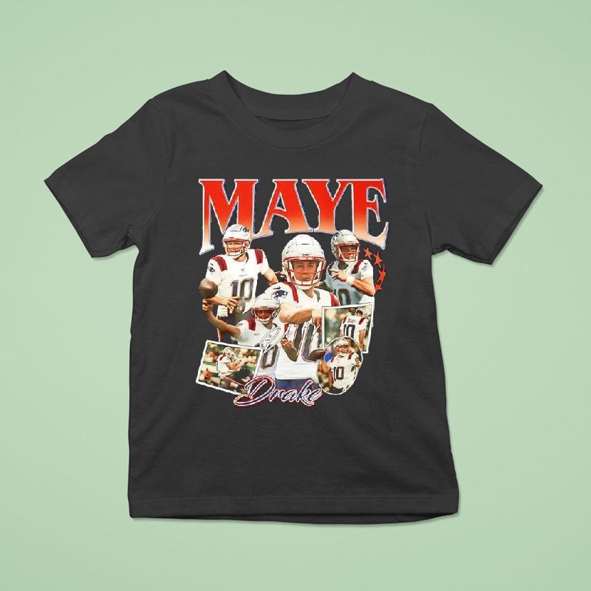 Drake Maye New England Patriots Signature Picture T Shirt Drake Maye New England Patriots Signature Picture T Shirt