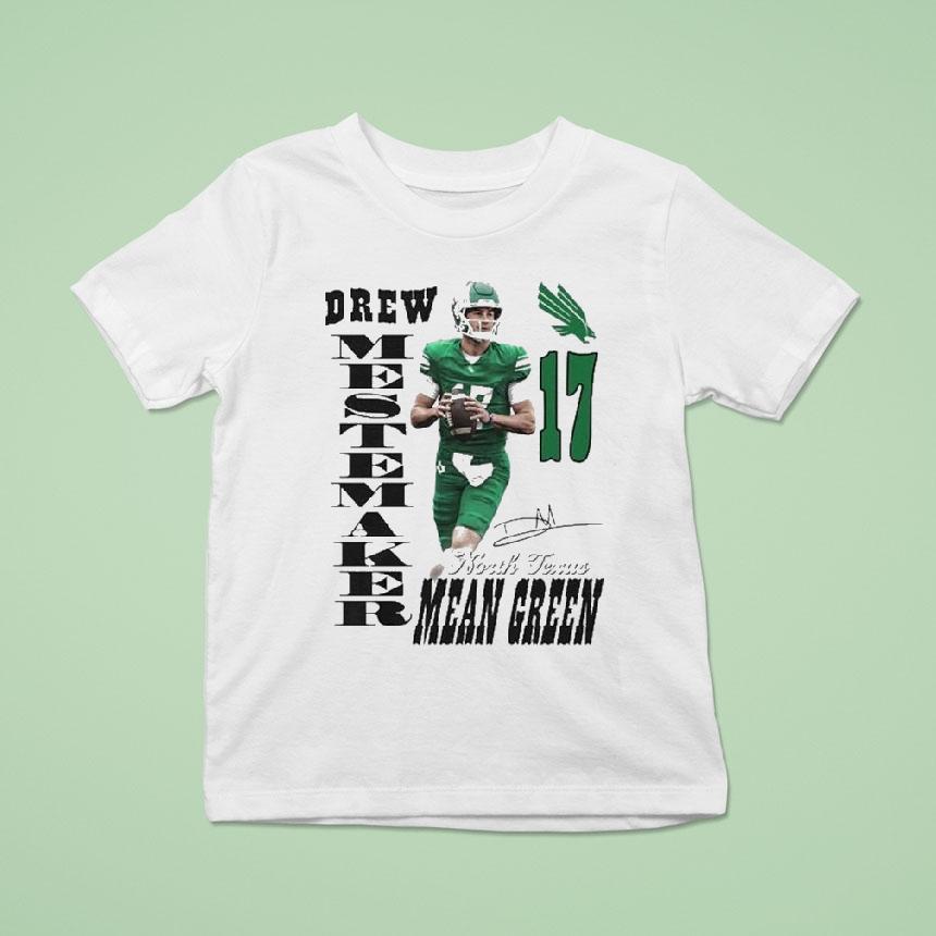 Drew Mestemaker North Texas Mean Green Portrait Signature T Shirt Drew Mestemaker North Texas Mean Green Portrait Signature T Shirt