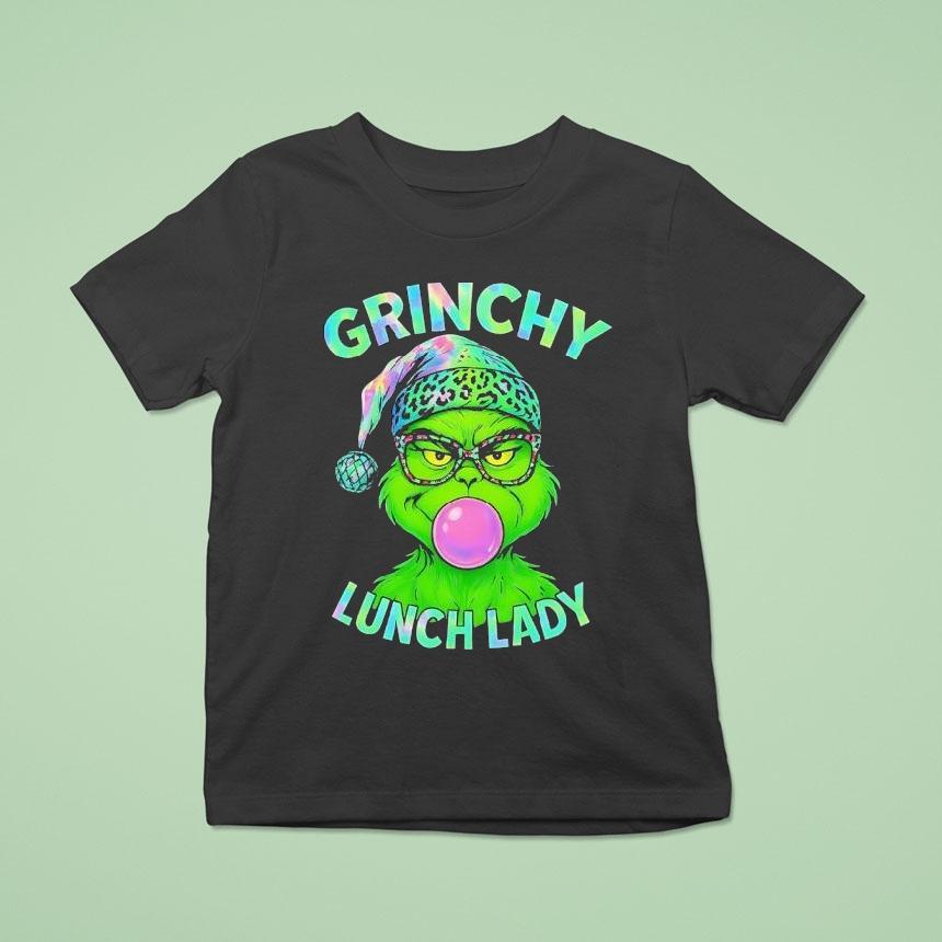 Grinch Blowing Gum Grinchy Lunch Lady Christmas T Shirt Grinch Blowing Gum Grinchy Lunch Lady Christmas T Shirt