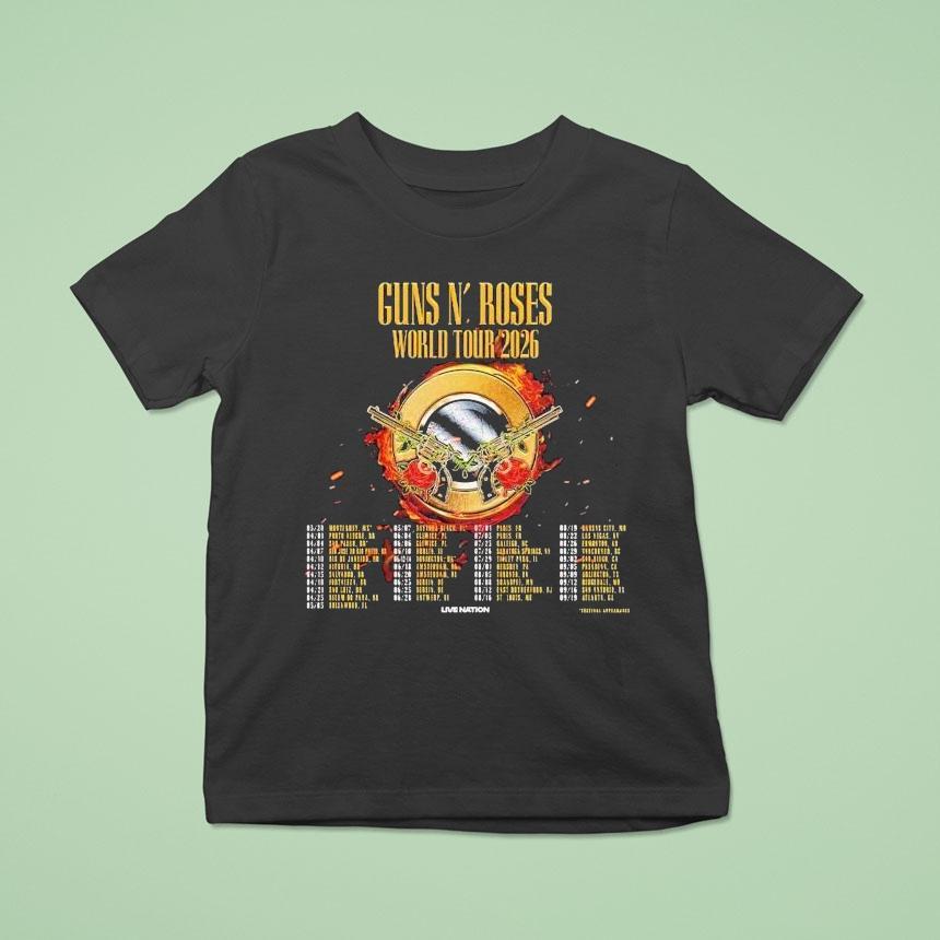 Guns N Roses World Tour Dates T Shirt Guns N Roses World Tour Dates T Shirt