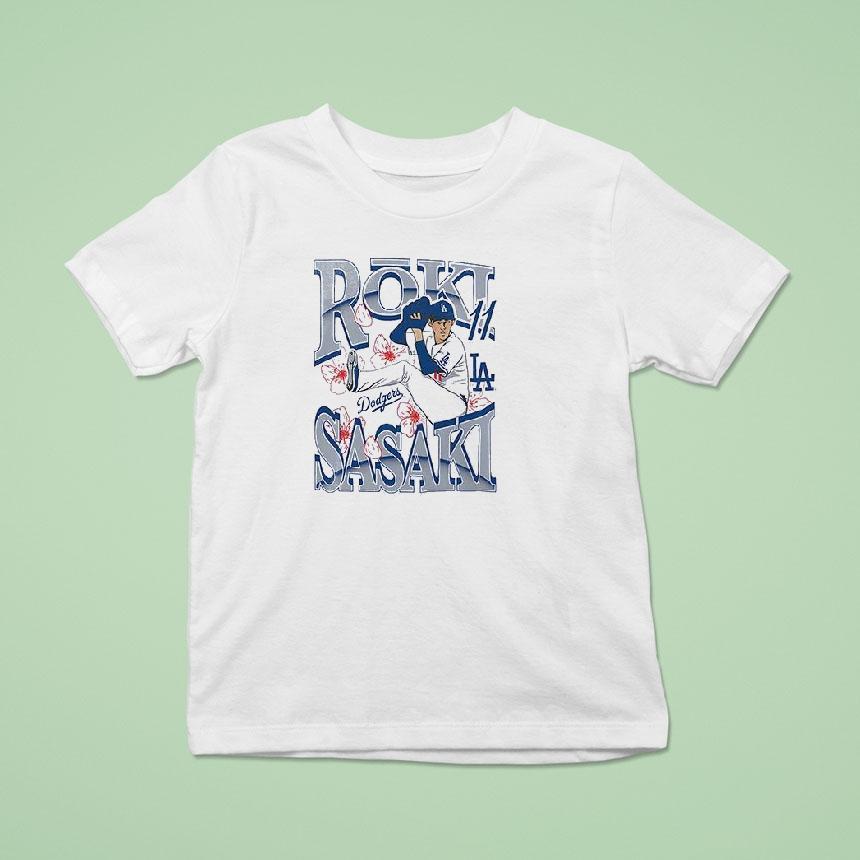 Los Angeles Dodgers Roki Sasaki New Era Player Art Sided T Shirt Los Angeles Dodgers Roki Sasaki New Era Player Art Sided T Shirt