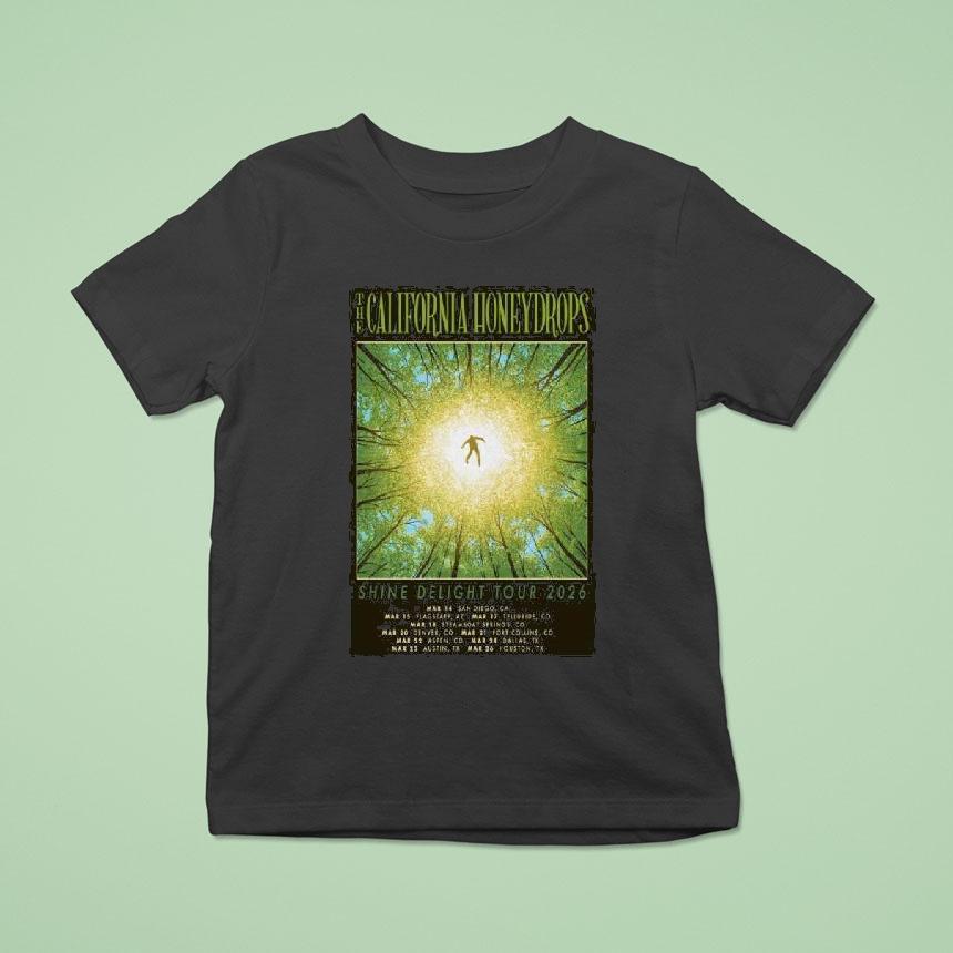 The California Honeydrops Shine Delight Tour March T Shirt The California Honeydrops Shine Delight Tour March T Shirt