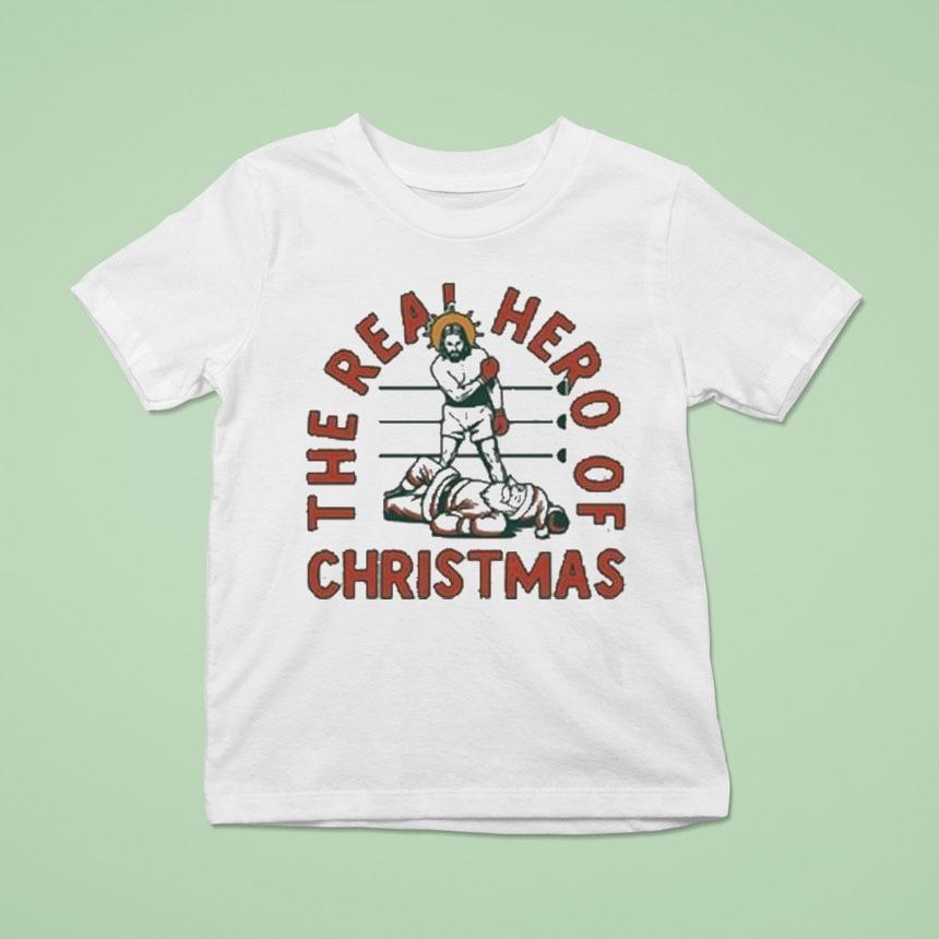 The Real Hero Of Christmas Jesus Boxing T Shirt The Real Hero Of Christmas Jesus Boxing T Shirt