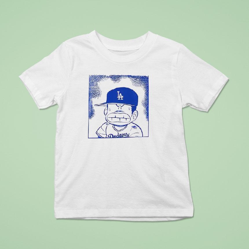 Yoshinobu Yamamoto Los Angeles Dodgers Mvp Number Cartoon Sided T Shirt Yoshinobu Yamamoto Los Angeles Dodgers Mvp Number Cartoon Sided T Shirt
