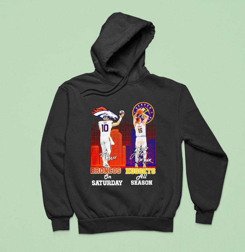 Bo Nix Denver Broncos And Nikola Joki Denver Nuggets Signature Hoodie Bo Nix Denver Broncos And Nikola Joki Denver Nuggets Signature Hoodie