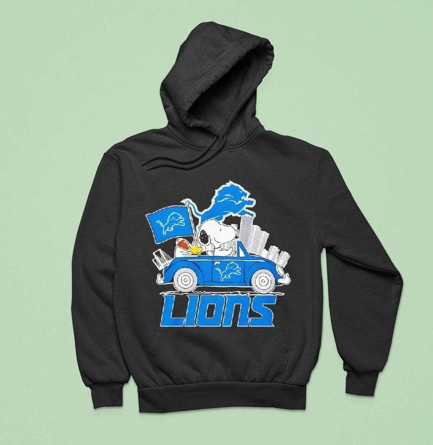 Detroit Lions X Snoopy And Woodstock Drive Car Hoodie Detroit Lions X Snoopy And Woodstock Drive Car Hoodie