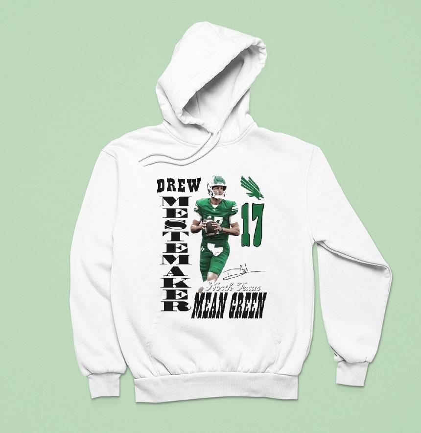 Drew Mestemaker North Texas Mean Green Portrait Signature Hoodie Drew Mestemaker North Texas Mean Green Portrait Signature Hoodie