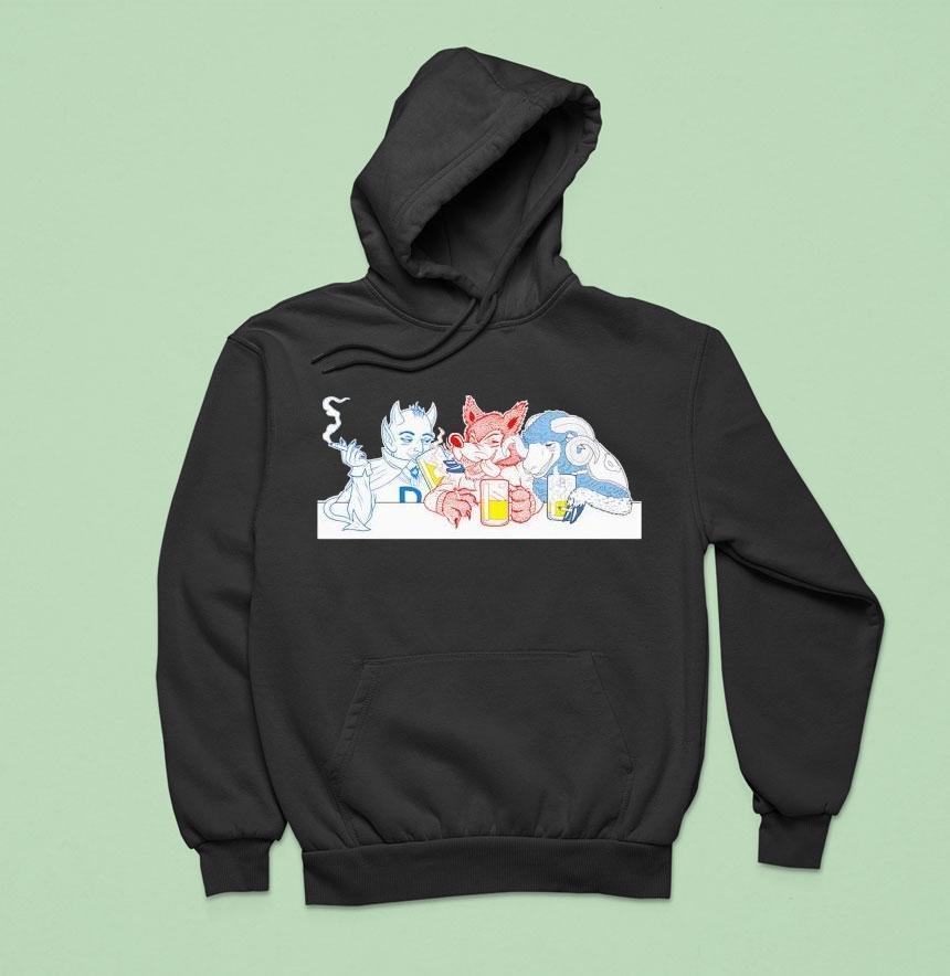 Duke Blue Devils X North Carolina State Wolfpack X North Carolina Tar Heels Mascot Drinking Hoodie Duke Blue Devils X North Carolina State Wolfpack X North Carolina Tar Heels Mascot Drinking Hoodie