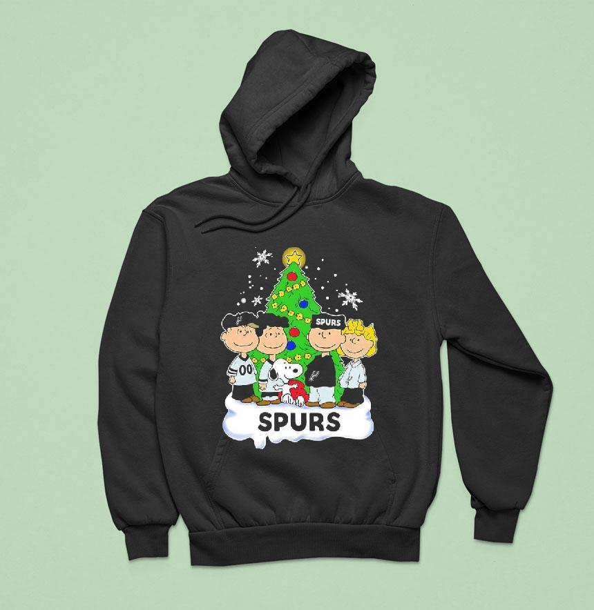 Peanuts Comic Christmas Tree In San Antonio Spurs Graphic Hoodie Peanuts Comic Christmas Tree In San Antonio Spurs Graphic Hoodie