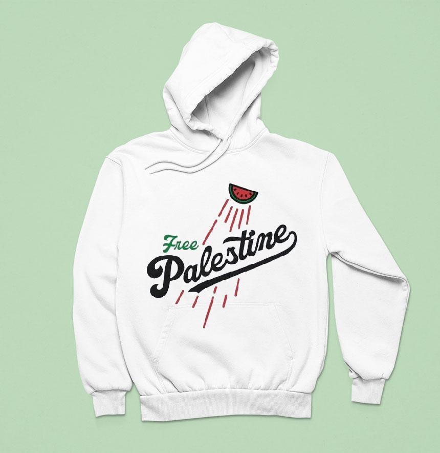 Watermelon Free Palestine Style Los Angeles Dodgers Logo Hoodie Watermelon Free Palestine Style Los Angeles Dodgers Logo Hoodie
