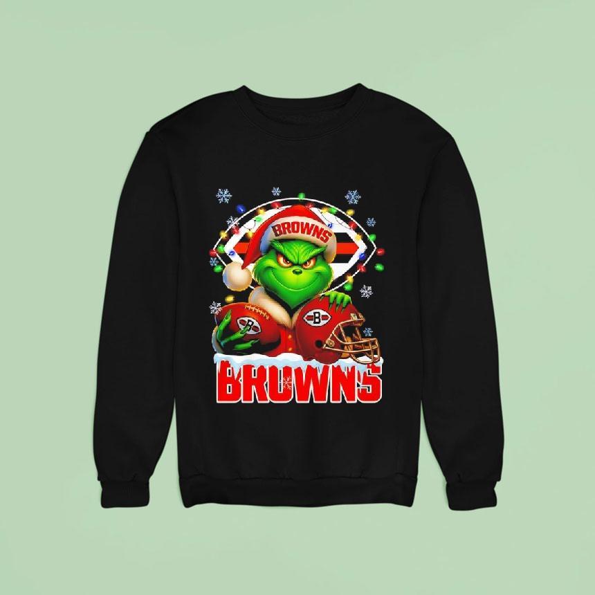 Grinch And Cleveland Browns Christmas Theme Helme Sweatshirt Grinch And Cleveland Browns Christmas Theme Helme Sweatshirt