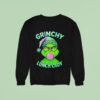 Grinch Blowing Gum Grinchy Lunch Lady Christmas Sweatshirt