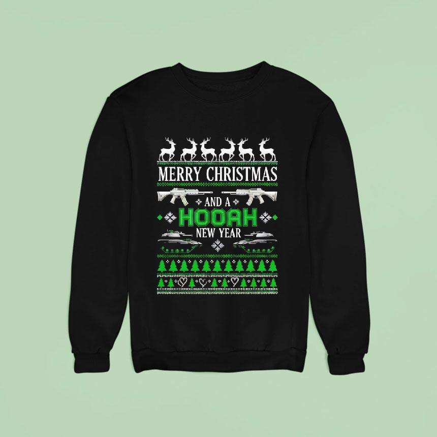 Merry Christmas And A Hooah New Year U S Army Ugly Christmas Sweatshirt Merry Christmas And A Hooah New Year U S Army Ugly Christmas Sweatshirt