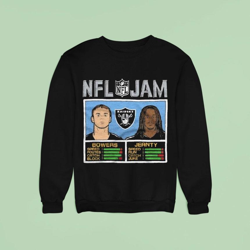 Nfl Jam Las Vegas Raiders Bowers And Jeanty Sweatshirt Nfl Jam Las Vegas Raiders Bowers And Jeanty Sweatshirt