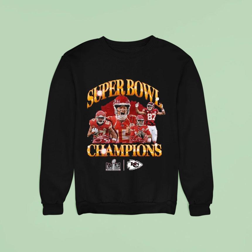 Patrick Mahomes And Travis Kelce Kansas City Chiefs Super Bowl Lviii Champions Sweatshirt Patrick Mahomes And Travis Kelce Kansas City Chiefs Super Bowl Lviii Champions Sweatshirt