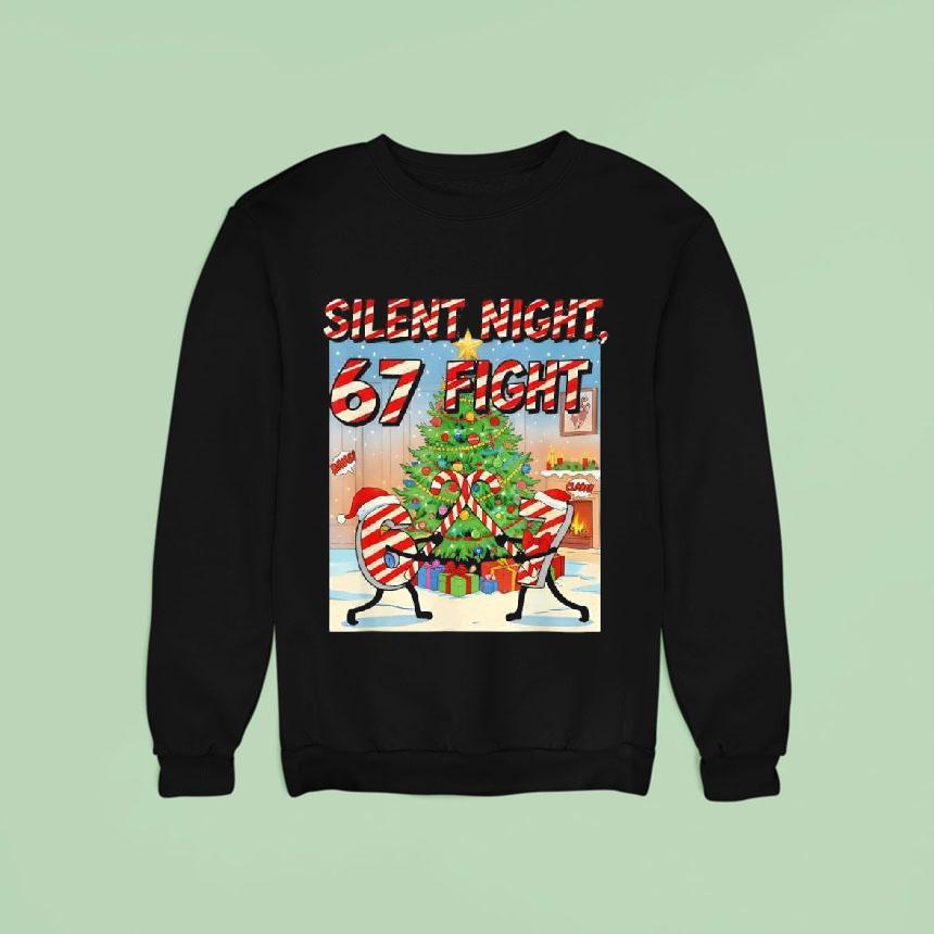 Silent Night Fight Christmas Cartoon Sweatshirt Silent Night Fight Christmas Cartoon Sweatshirt