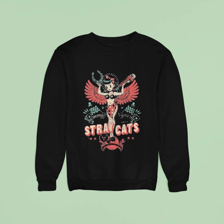Stray Cats Th Anniversary World Tour Pinup Angel Sweatshirt Stray Cats Th Anniversary World Tour Pinup Angel Sweatshirt
