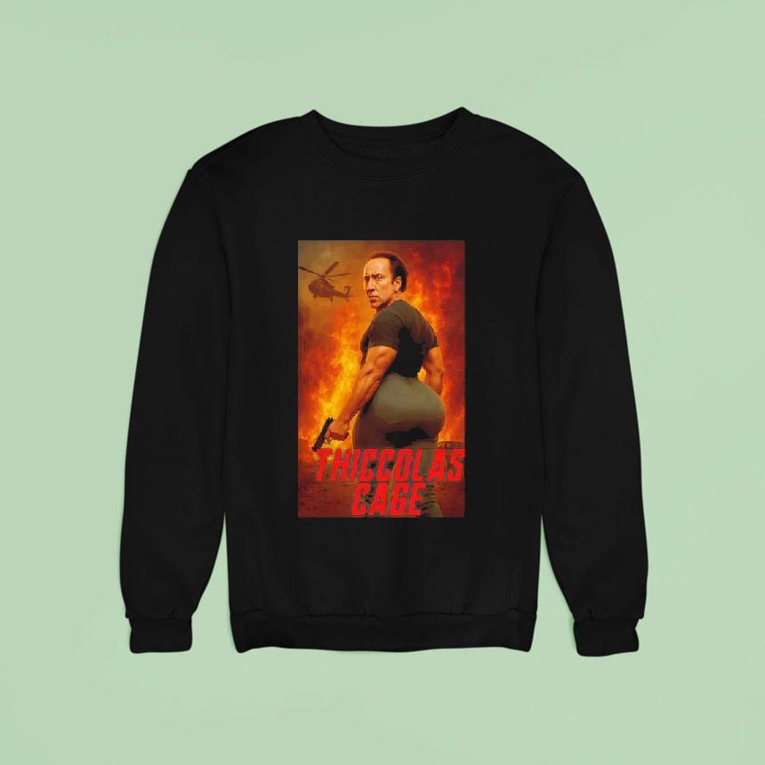 Thiccolas Cage Graphic Sweatshirt Thiccolas Cage Graphic Sweatshirt