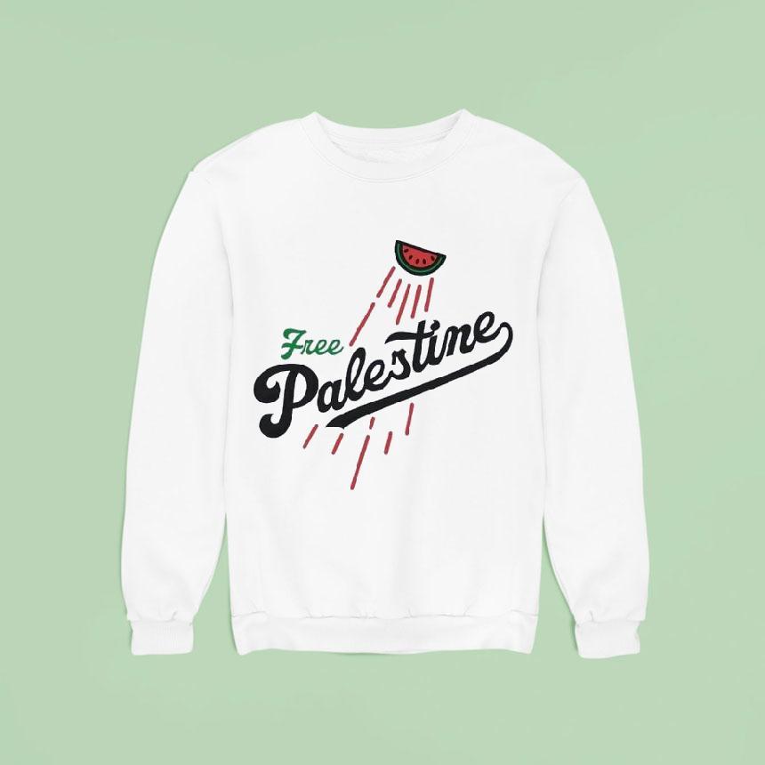 Watermelon Free Palestine Style Los Angeles Dodgers Logo Sweatshirt Watermelon Free Palestine Style Los Angeles Dodgers Logo Sweatshirt