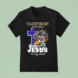 Baltimore Ravens Mascot In My Veins Jesus In My Hear T Shirt