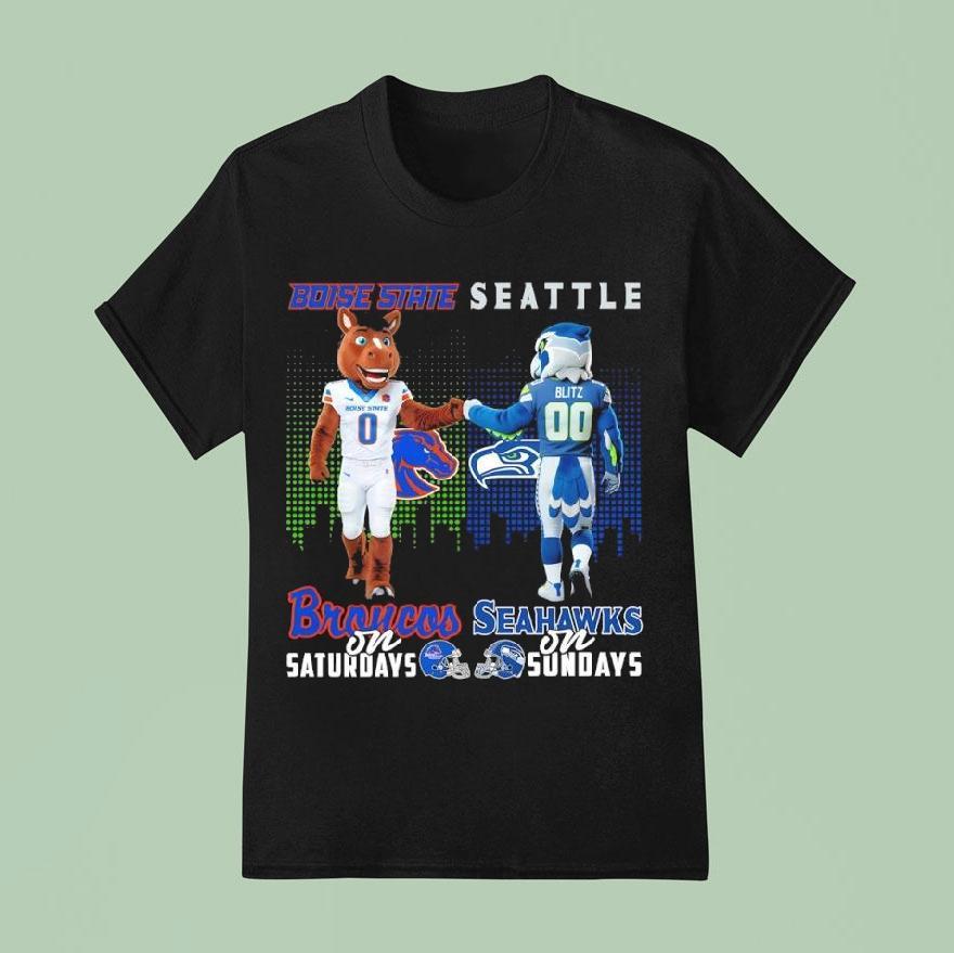 Boise State Broncos On Saturdays X Seattle Seahawks On Sundays Masco T Shirt