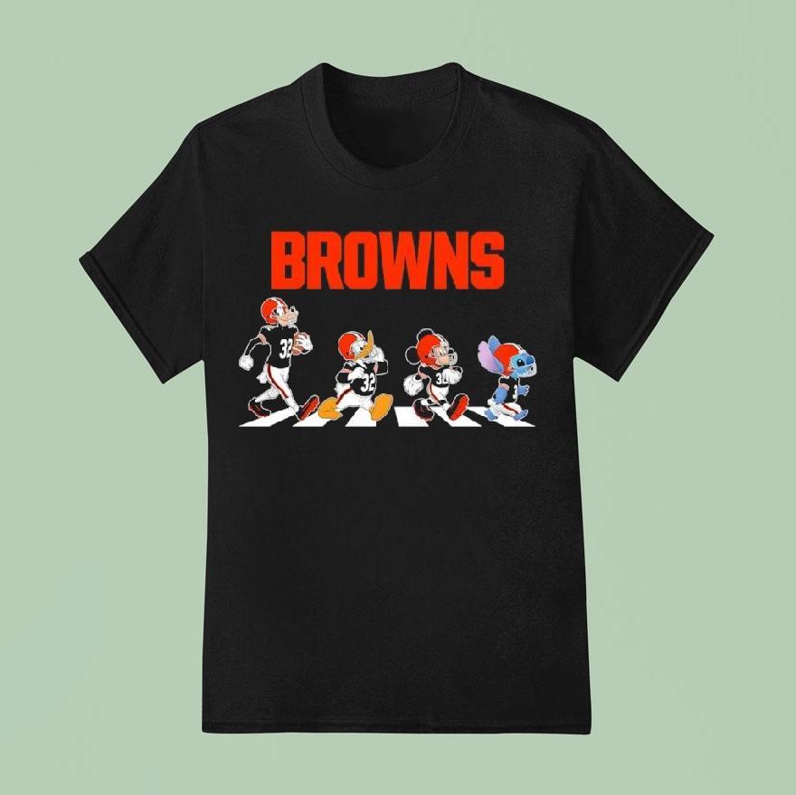Cleveland Browns X Goofy X Donald Duck X Mickey Mouse X Stitch Abbey Road T Shirt