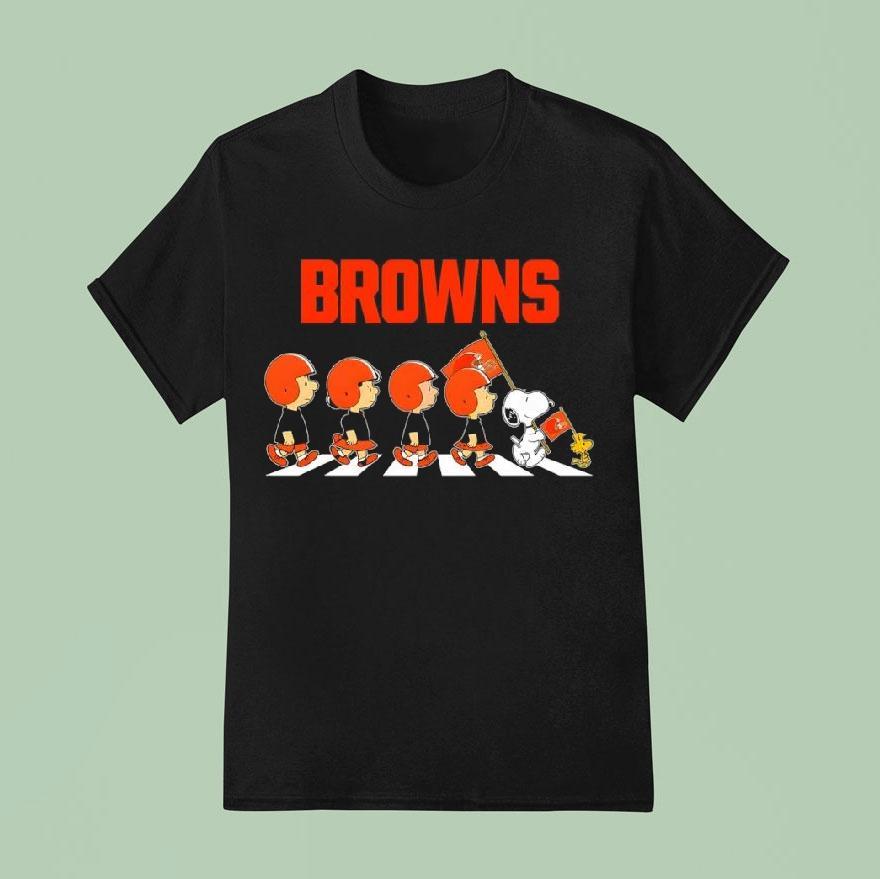 Cleveland Browns X Peanuts Snoopy Abbey Road T Shirt