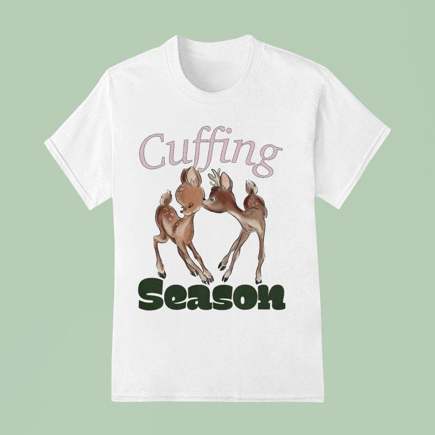 Cuffing Season Deers Kiss Christmas T Shirt