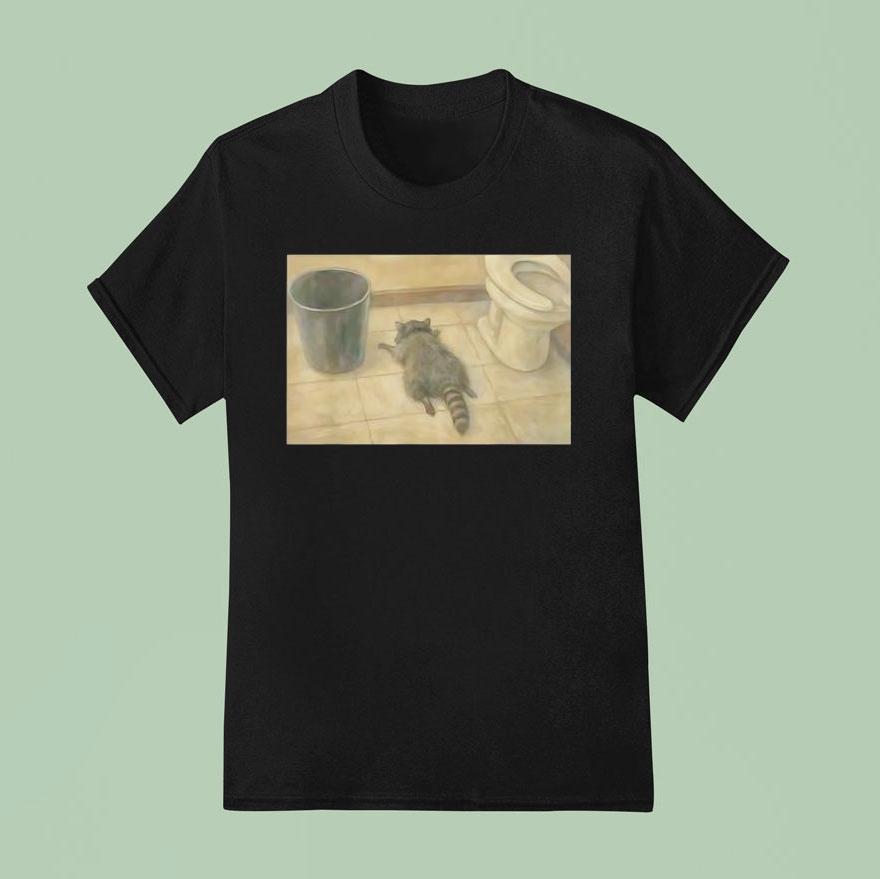 Drunk Raccoon Passes Out In Bathroom Meme T Shirt