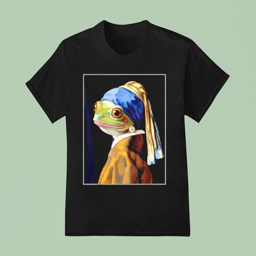 Frog Vermeer S Girl With A Pearl Earring Parody Meme T Shirt