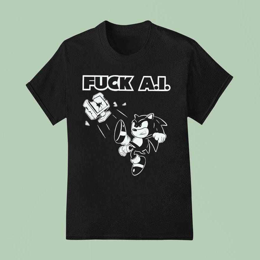 Fuck Ai The Hedgehog Melcom Brown T Shirt