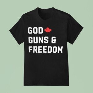 God Guns Freedom Canada Red Maple Leaf Graphic T Shirt