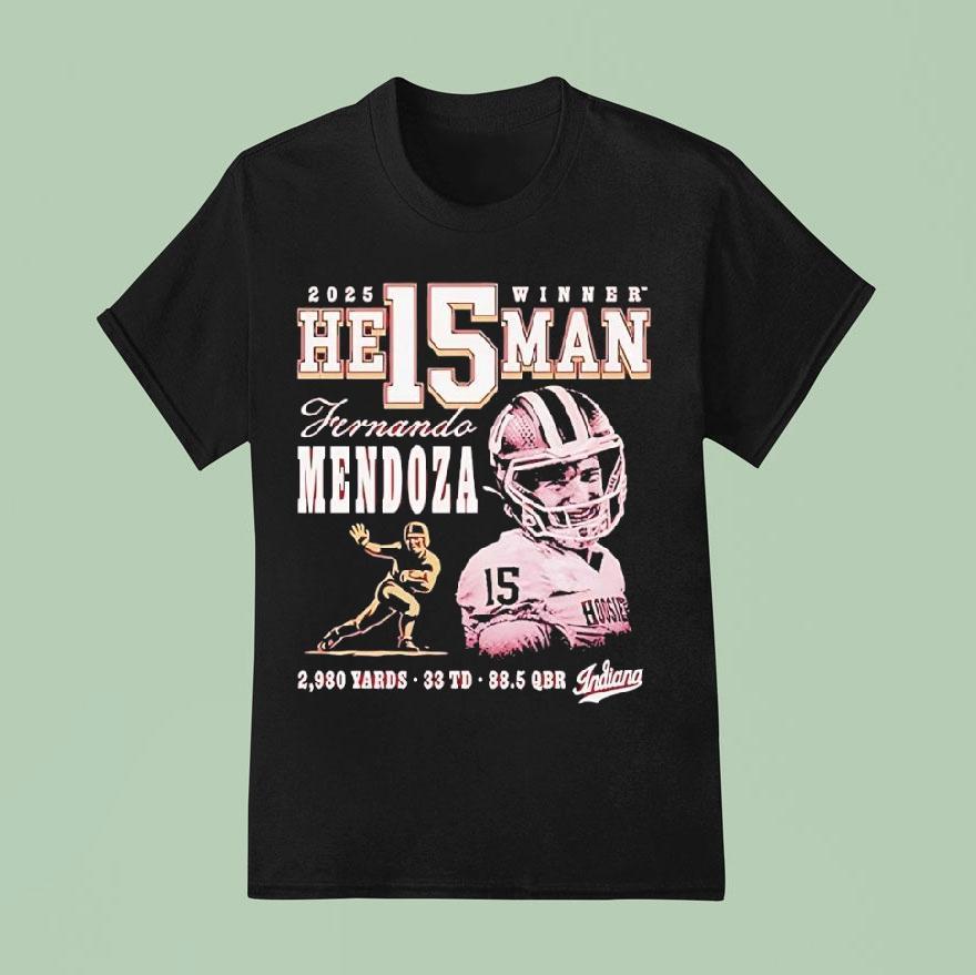 Indiana Hoosiers Fernando Mendoza Heman Winner T Shirt