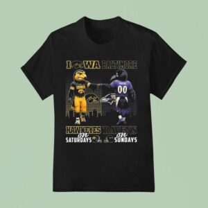 Iowa Hawkeyes On Saturdays X Baltimore Ravens On Sundays Mascot T Shirt