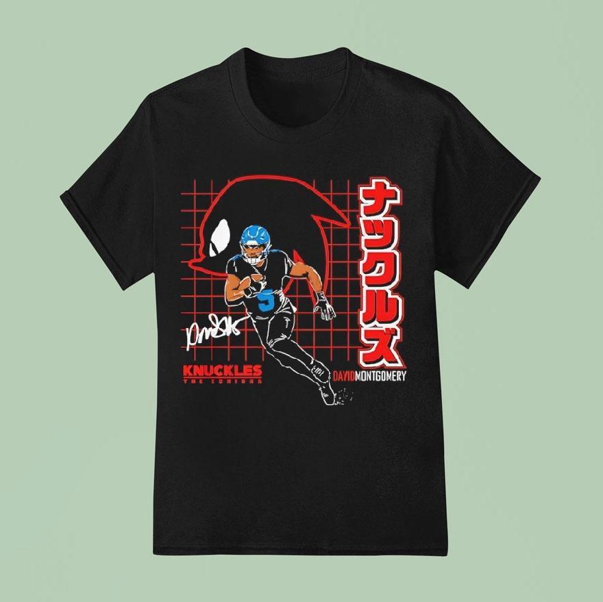 Knuckles The Echidna David Montgomery Detroit Lions Football T Shirt