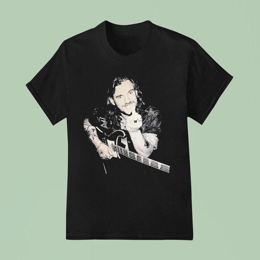 Lemmy Backstage Middle Finger Guitar T Shirt